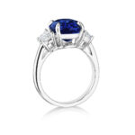 7.20ct Oval Sapphire & Cadillac Cut Diamoand Ring in Platinum