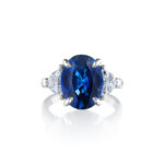 Oval Sapphire & Cadillac Cut Diamond Ring