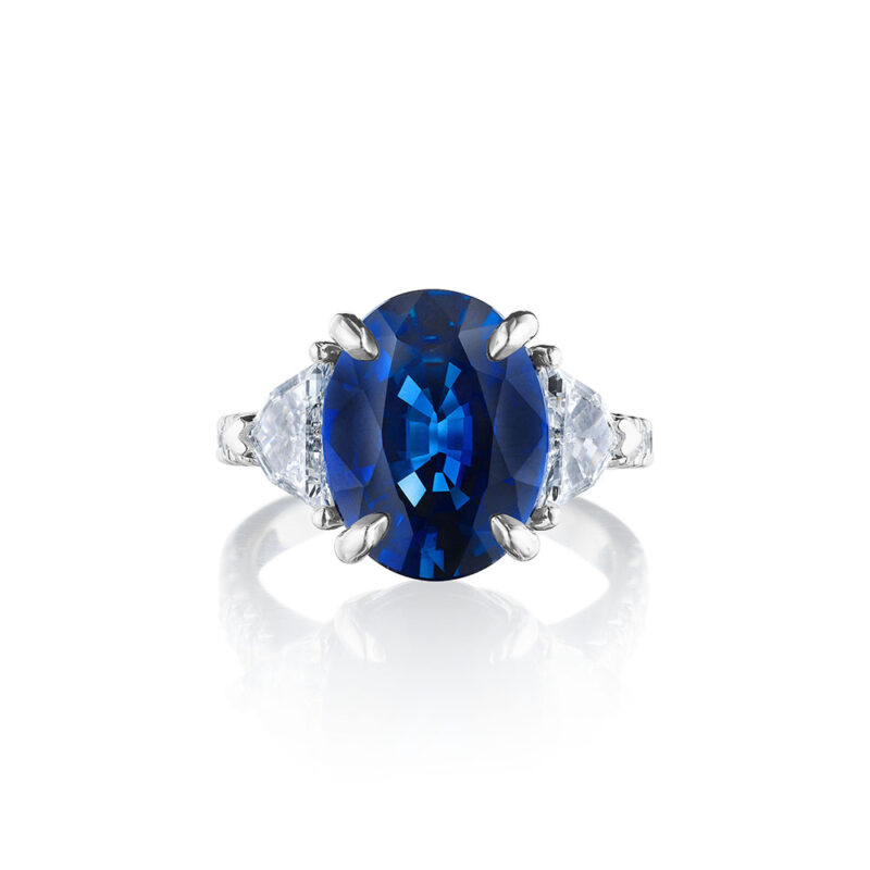 Oval Sapphire & Cadillac Cut Diamond Ring