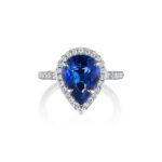 Pear Shape Sapphire & Diamond Halo Ring