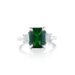 Emerald Cut Emerald & Trapezoid Diamond Ring