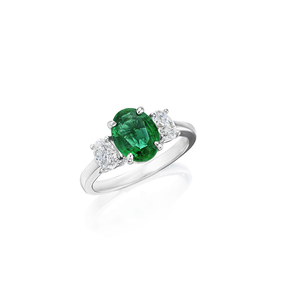 Oval Emerald & Diamond Ring – SES Creations