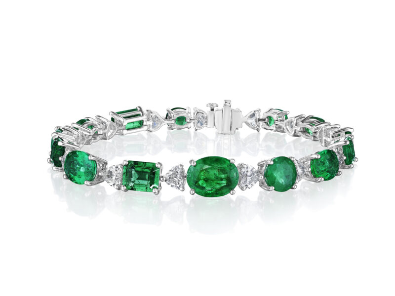 Mixed Shape Emerald & Diamond Bracelet