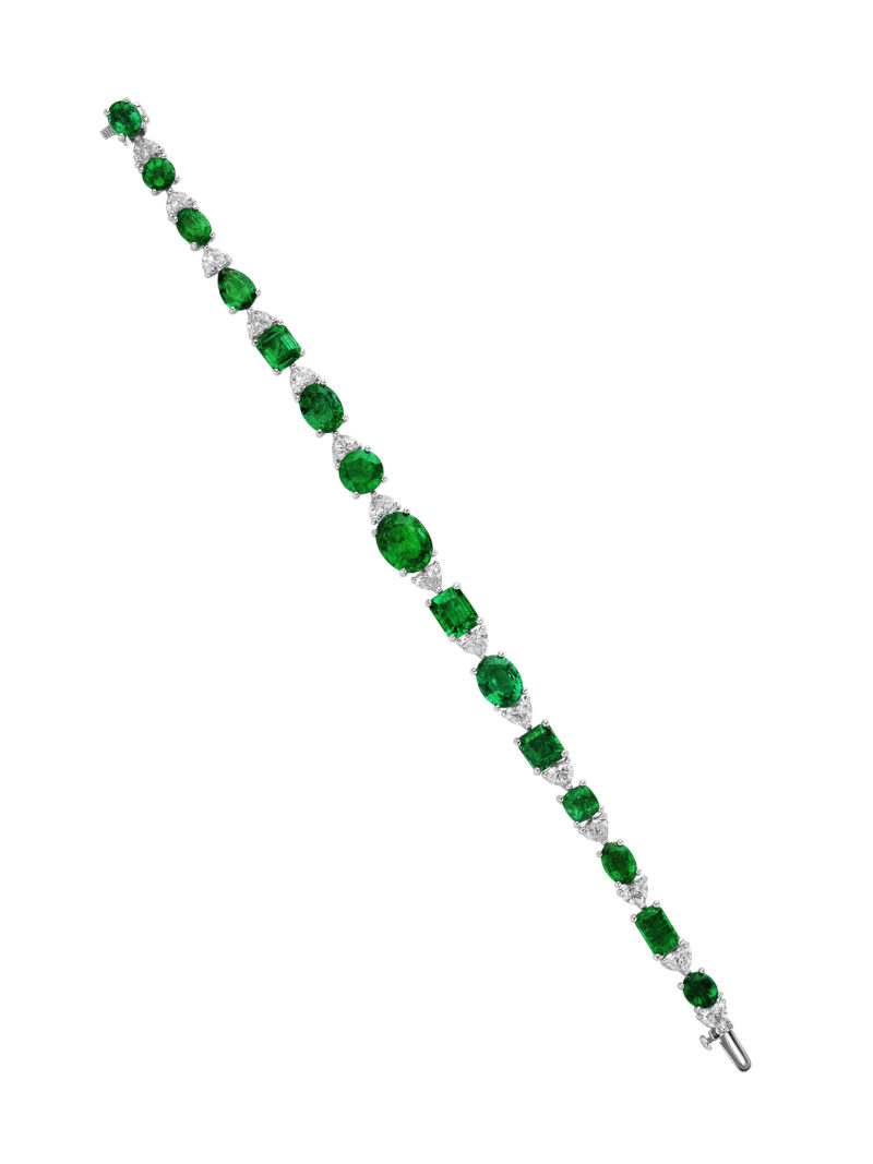 Mixed Shape Emerald & Diamond Bracelet