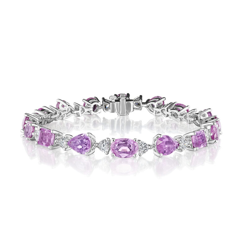 19.07ct Mixed Shape Pink Sapphire & Diamond Bracelet