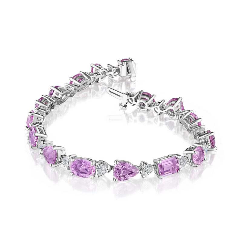 19.07ct Mixed Shape Pink Sapphire & Diamond Bracelet