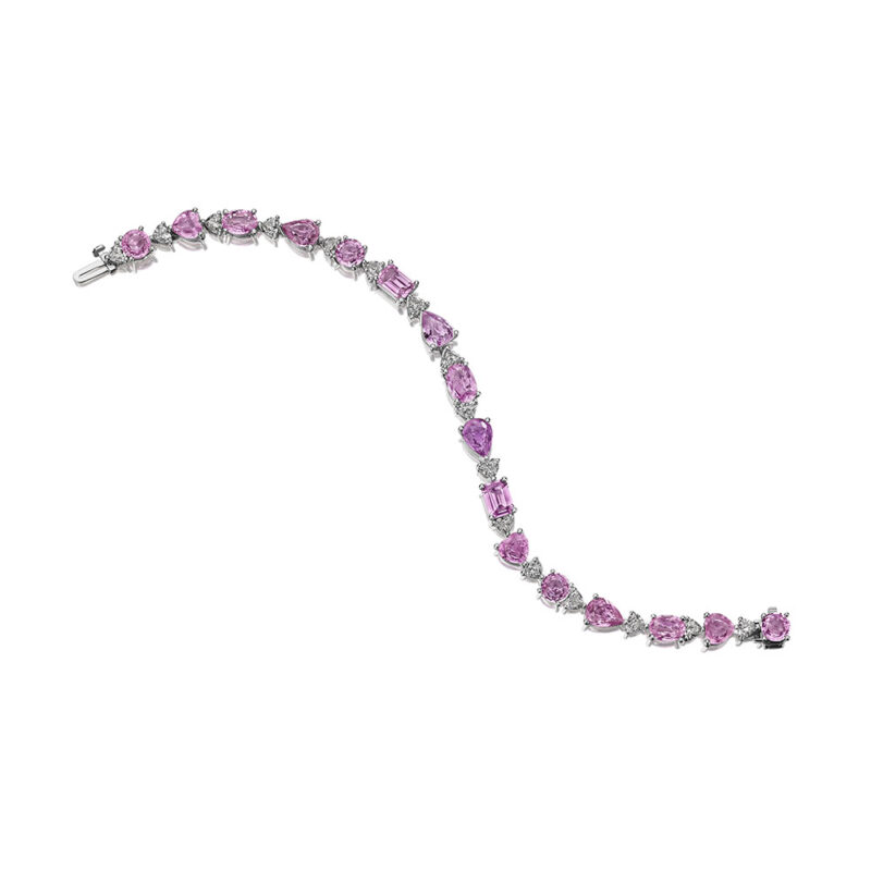 19.07ct Mixed Shape Pink Sapphire & Diamond Bracelet
