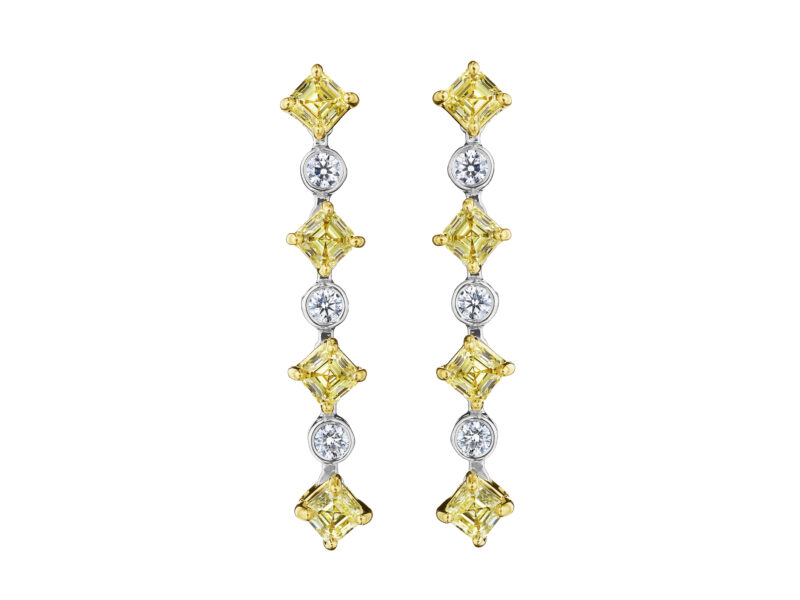 Fancy Yellow Asscher Cut Diamond Earrings