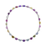 Multi Color Sapphire & Round Diamond Necklace