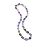 Multi Color Sapphire & Round Diamond Necklace