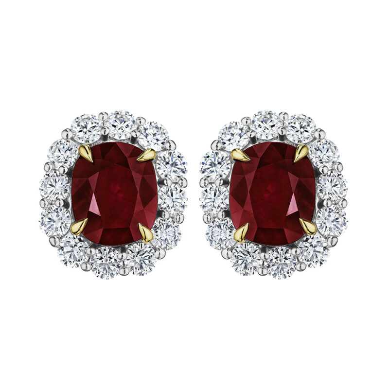 13.34ct GRS Certified Ruby & Diamond Earrings