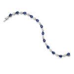 Pear Shape Sapphire & Diamond Bracelet in Platinum