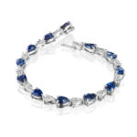 Pear Shape Sapphire & Diamond Bracelet in Platinum