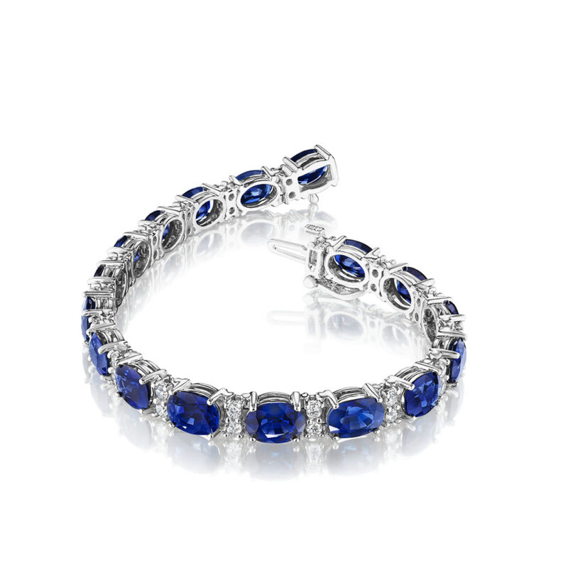 Oval Sapphire & Round Diamond Bracelet