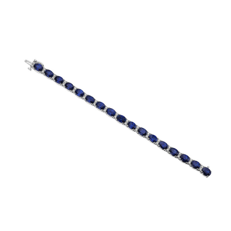 Oval Sapphire & Round Diamond Bracelet