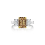 4.18ctw Champagne Brown Emerald Cut Diamond Ring