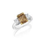 4.18ctw Champagne Brown Emerald Cut Diamond Ring