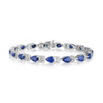 Pear Shape Sapphire & Round Diamond Bracelet