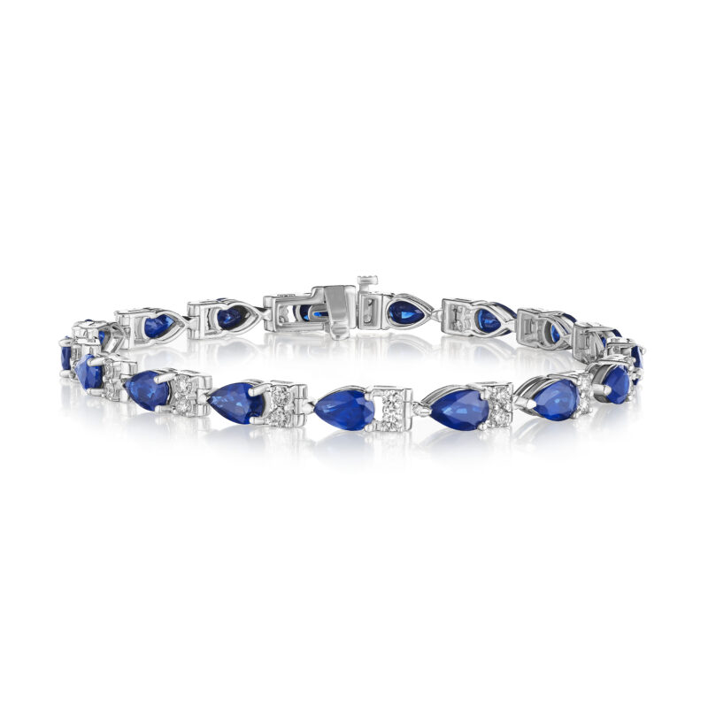 Pear Shape Sapphire & Round Diamond Bracelet