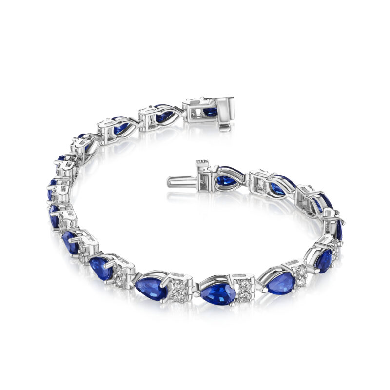 Pear Shape Sapphire & Round Diamond Bracelet