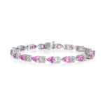 Pink Pear Shape Sapphire & Round Diamond Bracelet