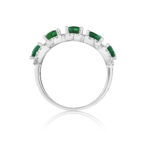 Oval Emerald & Round Diamond Band