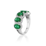 Oval Emerald & Round Diamond Band