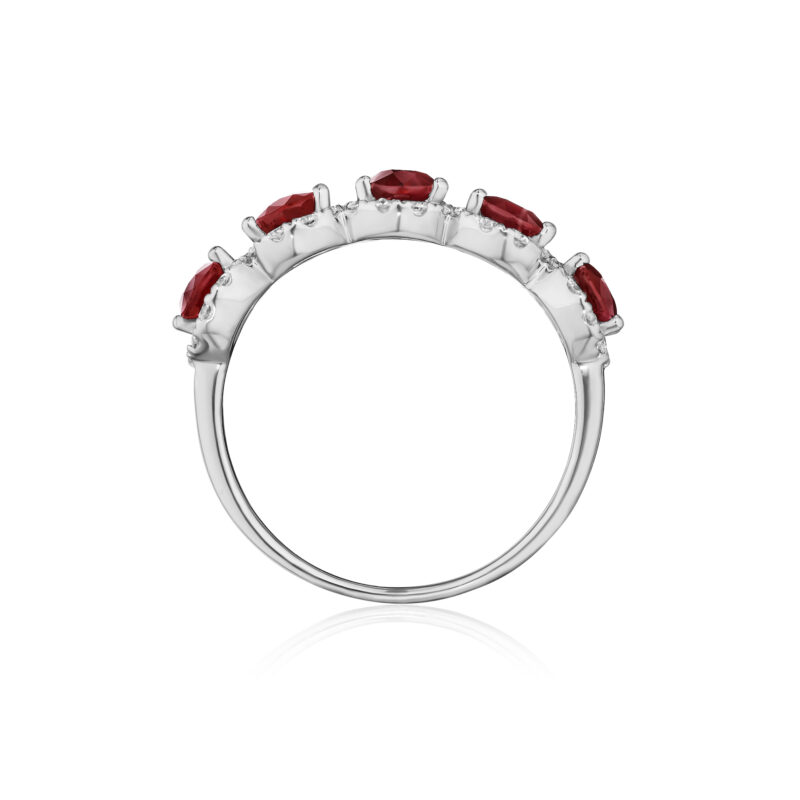 Oval Ruby & Round Diamond Band