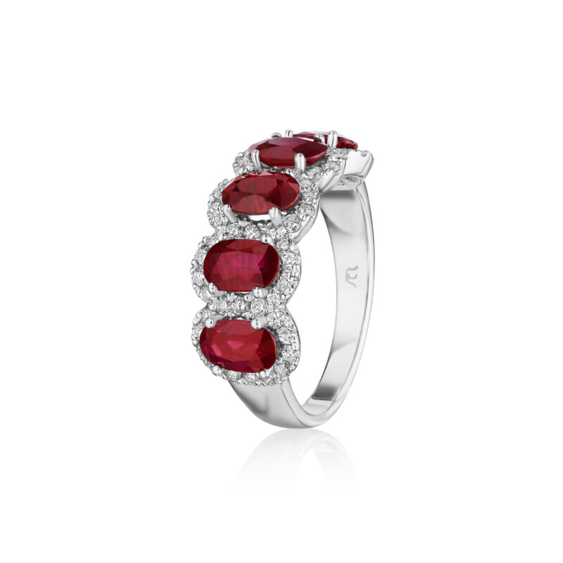 Oval Ruby & Round Diamond Band