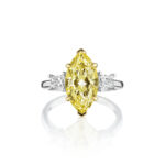 3.52ct GIA Certified Fancy Yellow Marquise & Tapered Baguette Diamond Ring