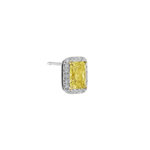 2.83ct GIA Certified Fancy Yellow Radiant Diamond Halo Earrings