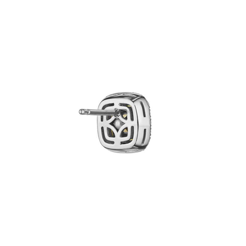 4.24ct GIA Certified Fancy Yellow Cushion & Round Diamond Earrings