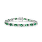 Oval Emerald & Round Diamond Bracelet