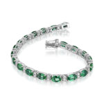 Oval Emerald & Round Diamond Bracelet