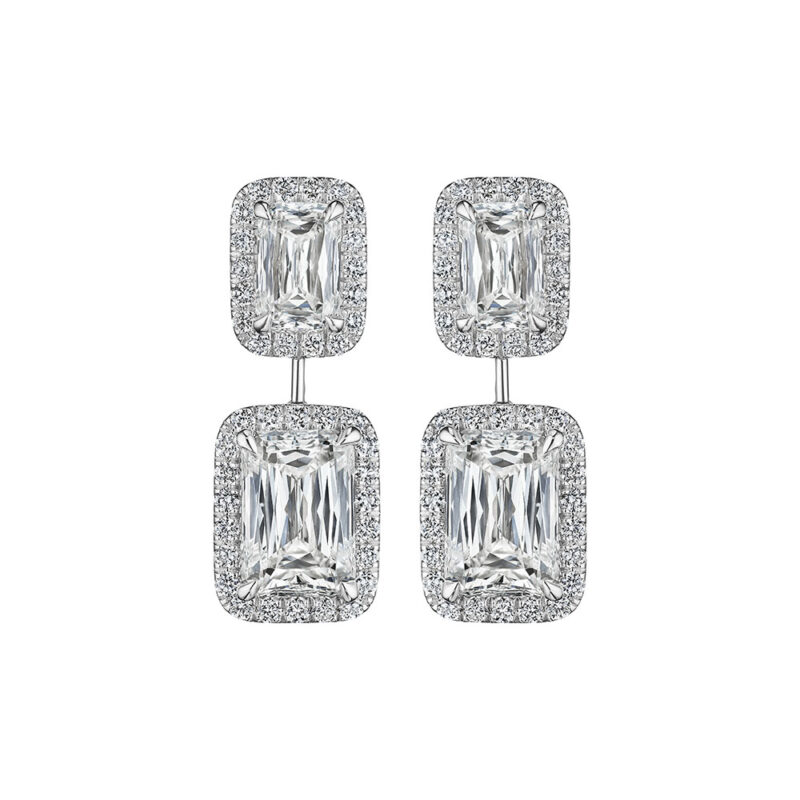 5.00ct Modified Emerald Cut Diamond Earrings