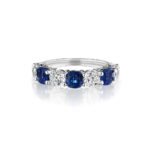 3.50ct Round Diamond & Cushion Cut Sapphire 7 Stone Band