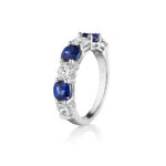 3.50ct Round Diamond & Cushion Cut Sapphire 7 Stone Band