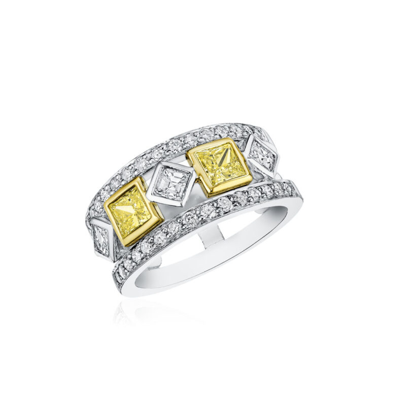 Fancy Yellow Princess Cut Diamond Band