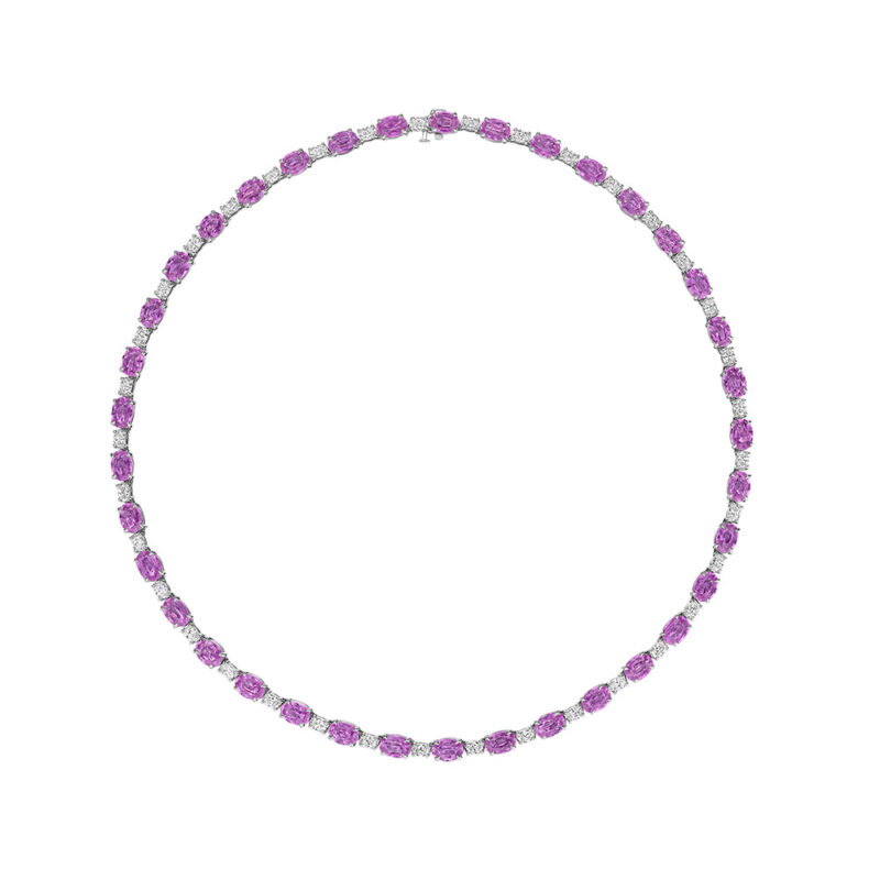 SN#5001.PS- Oval Pink Sapphire & Diamond Necklace