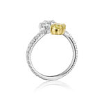 White & Fancy Yellow Oval Diamond Bypass Ring