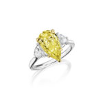 3.11ct Fancy Yellow Pear Shape & Cadillac Diamond Ring
