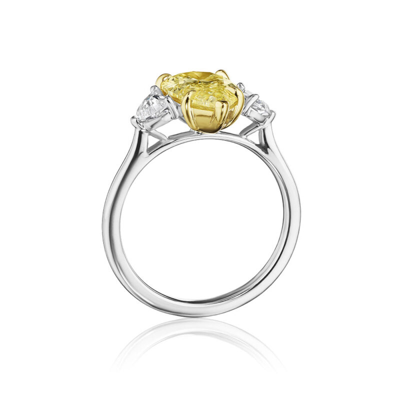 3.11ct Fancy Yellow Pear Shape & Cadillac Diamond Ring
