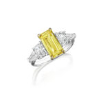 3.41ctw Emerald Cut & Radiant Cut Yellow Diamond 5 Stone Ring