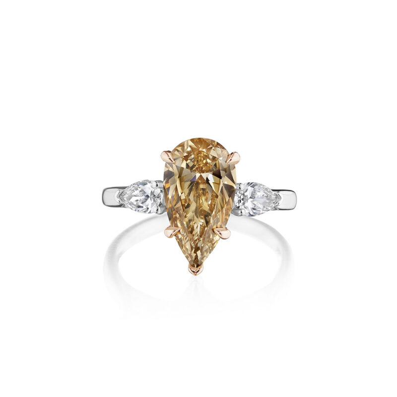 2.98ct Champagne Brown Pear Shape Diamond Ring