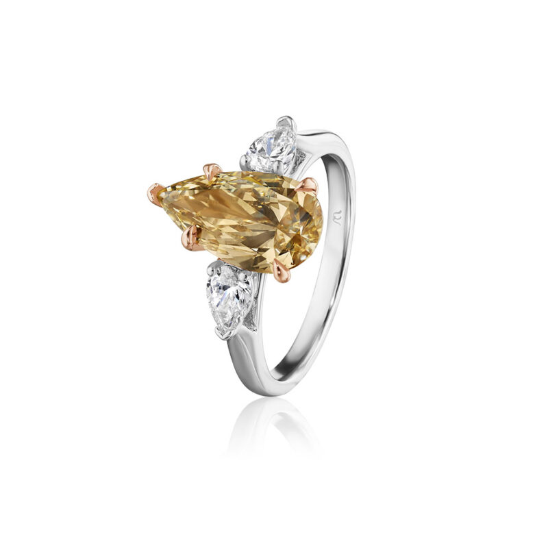 2.98ct Champagne Brown Pear Shape Diamond Ring