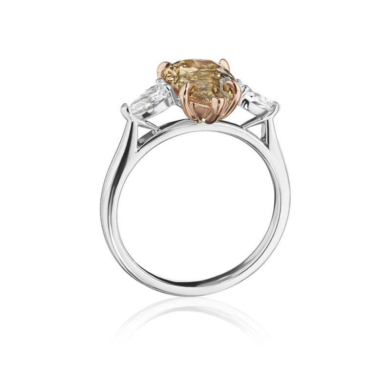 2.98ct Champagne Brown Pear Shape Diamond Ring