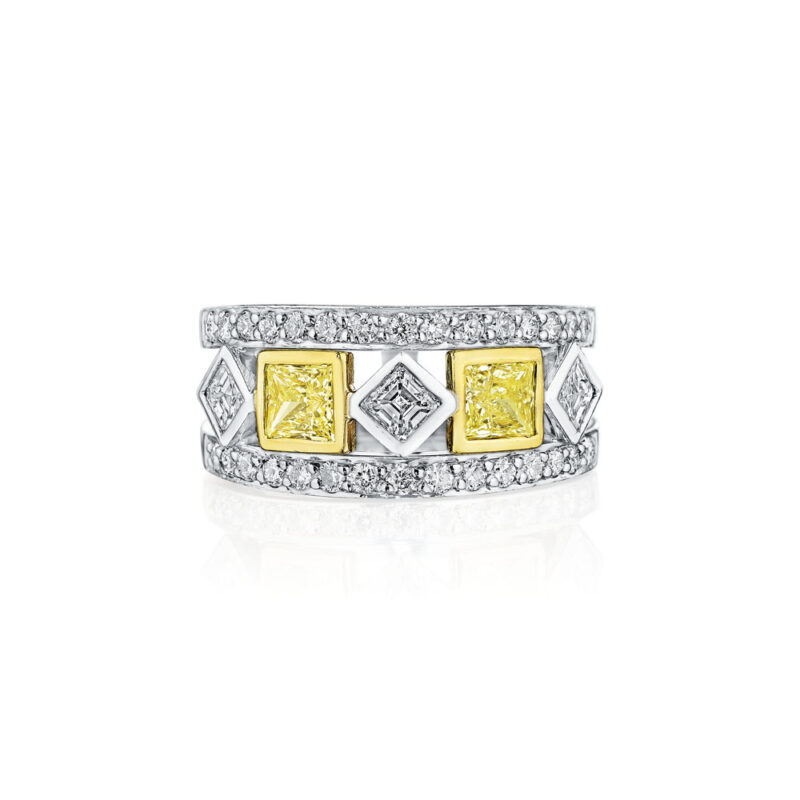 Fancy Yellow Princess Cut Diamond Band