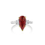 3.40ct Pear Shape Ruby & Halfmoon Diamond Ring