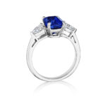 5.02ct Elongated Cushion Sapphire & Pear Shape Diamond Ring