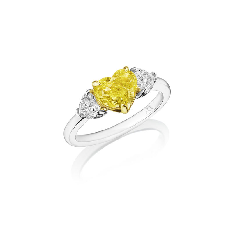 2.13ct Fancy Yellow Heart Shape Diamond Ring